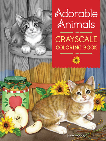 Adorable Animals Grayscale Coloring Book by Jane Maday