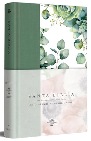 Biblia RVR 1960 letra grande Tapa dura y tela verde con flores tamaño manual / Bible RVR 1960 Handy Size Large Print Hardcover Cloth with Green Floral by Reina Valera Revisada 1960