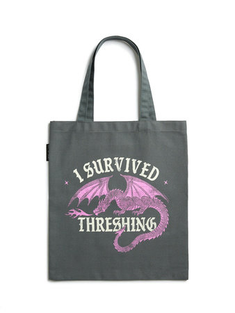 Fourth Wing: I Survived Threshing (Pink Dragon) Tote Bag by Out of Print