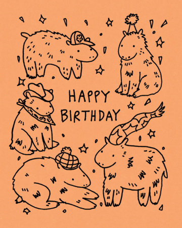Humor Us Greeting Cards: Birthday - Happy Birthday (Capybaras) (Pack of 6) by 