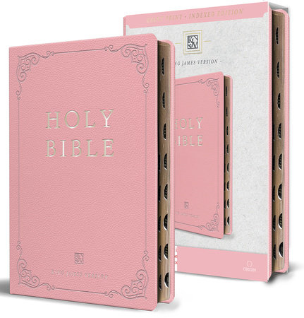 KJV Holy Bible, Giant Print Thinline Large format, Pink Premium Imitation Leather with Ribbon Marker, Red Letter, and Thumb Index  by Origin