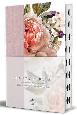 Biblia Reina Valera 1960 letra grande. Tapa dura, tela rosada con flores, tamaño  manual con índice by Reina Valera Revisada 1960