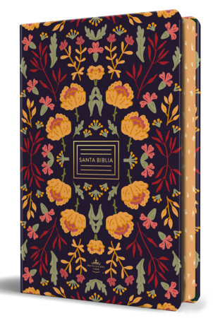 Santa Biblia RVR 1960 letra grande tamaño manual, tapa dura morada con flores naranjas / Spanish Bible RVR 1960 Handy Size Large Print Purple HC Orange by Reina Valera Revisada 1960